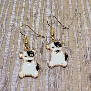 Cute Dog Earrings with Gold Accents